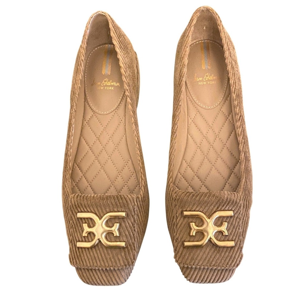 Sam Edelman Womens Emina Corduroy Loafers 7 Brown Square Toe Preppy Academia Ivy